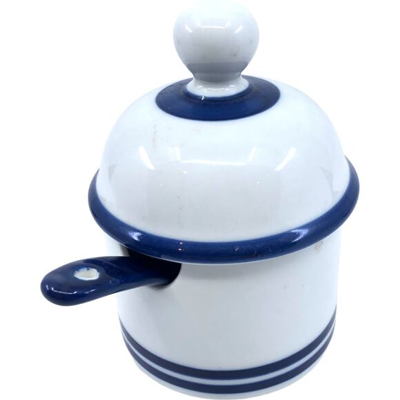 Dansk Other - DANSK Blue & White Sugar Bowl w/ Lid & Serving Spoon